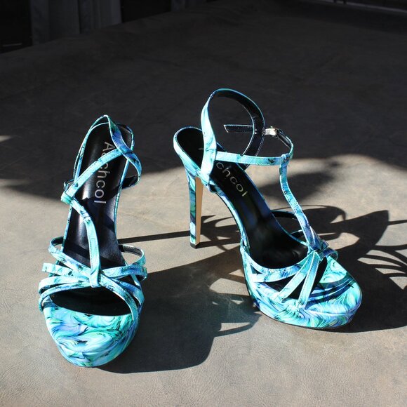 Multi-Colored Stiletto Platform High Heel Sandals Size 11/42.5 - Picture 2 of 14